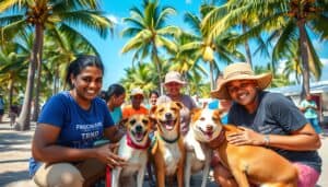 volunteers helping Dominican street dogs