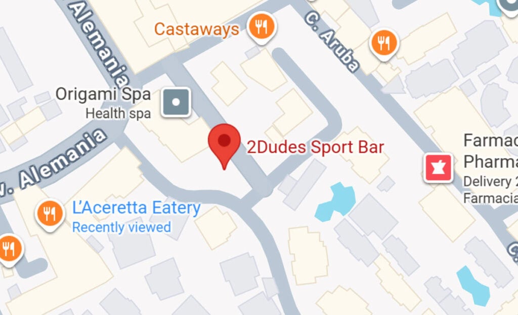 Map showing 2Dudes Sport Bar location