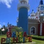 Colorful castle entrance with Bahia Principe sign.