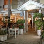 Cozy outdoor restaurant in Punta Cana at night.