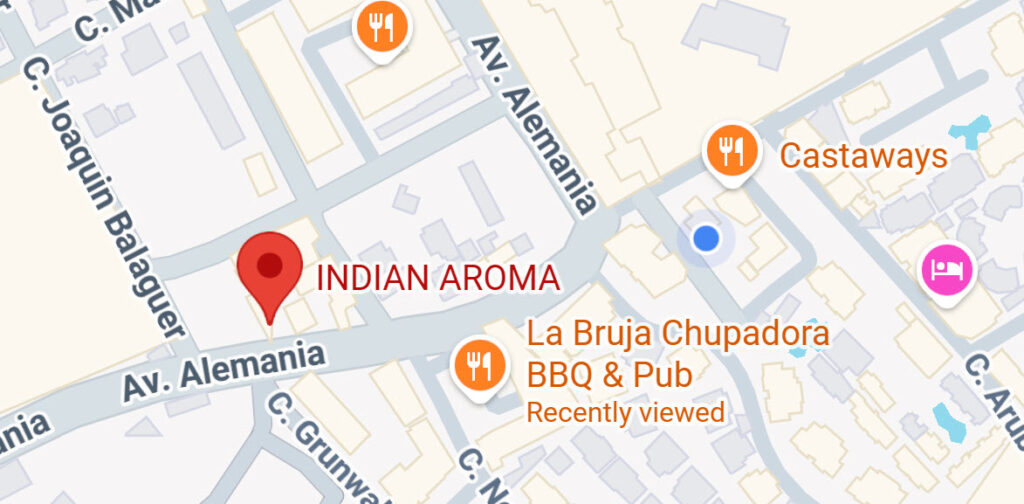 Map showing restaurants on Av. Alemania